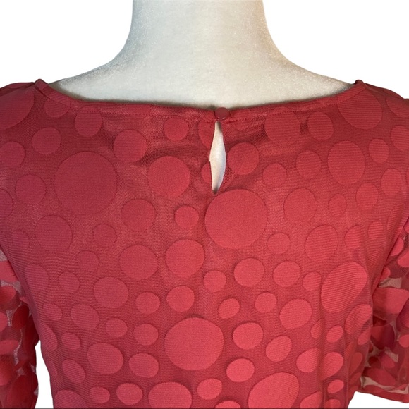 Lauren Conrad Peachy Pink Polka Dot Mesh  Party Cocktail Dress Size 12 - Picture 6 of 10